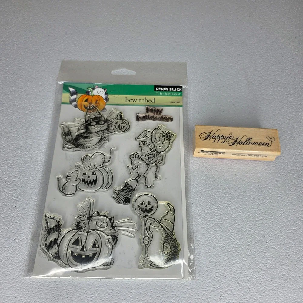 Penny Black Craft Smart Halloween Stamps Cat Pumpkin Bewitched Cards Scrapbook